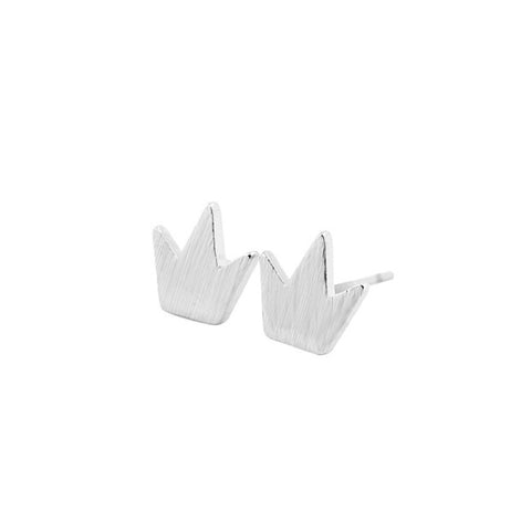 Silver Princess Crown Stud Earrings