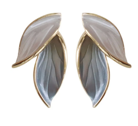 Silver and Mint Leaf Stud Earring