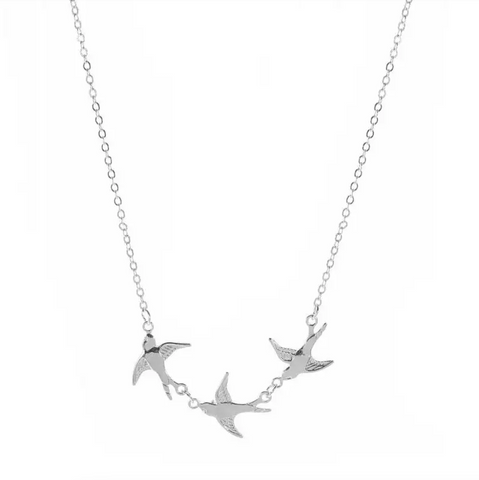 Silver Triple Silver Swallow Necklace