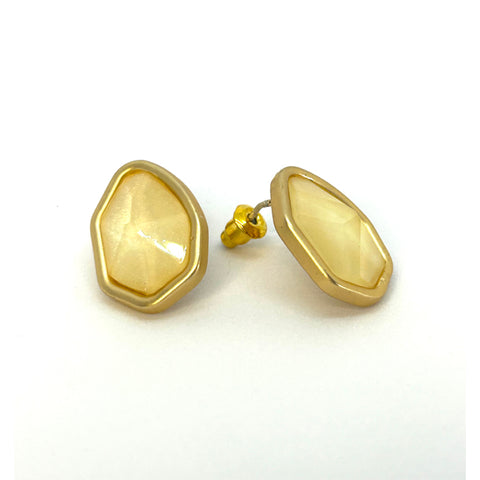 Cream and Gold Nugget Earrings