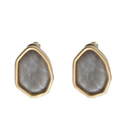 Grey and Gold Nugget Earrings