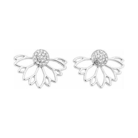 Silver Flower T-Bar Earrings