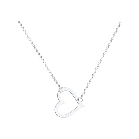 Silver Cut Out Heart Necklace