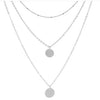 Triple Silver Double Disk Necklace