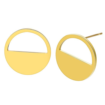 Gold Half Circle Stud Earrings