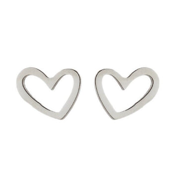 Silver Outline Heart Earrings