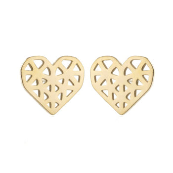 Gold Origami Heart Stud Earrings