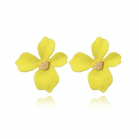 Yellow Flower Stud Earrings