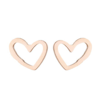 Rose Gold Outline Heart Earrings
