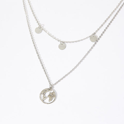 Silver Double World Necklace