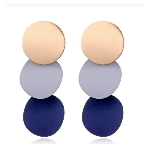Gold and Blue Circle Earrings
