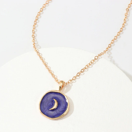 Gold and Navy Pendant Necklace