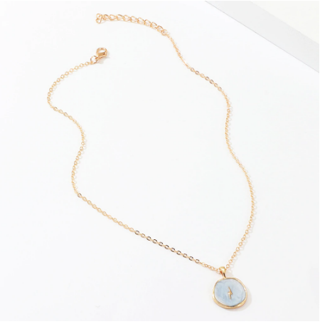 Gold and Blue Pendant Necklace