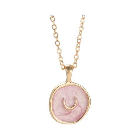 Gold and Pink Pendant Necklace