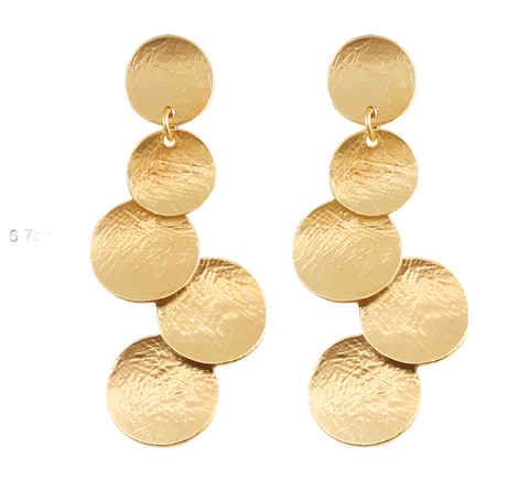 Brushed Golden Circle Earrings