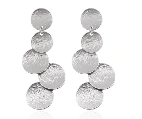 Brushed Silver Circle Earrings