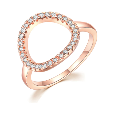 Rose Gold Circle Ring with Cubic Ziconia