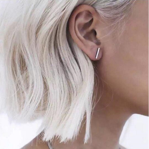 Thin Silver Bar Earrings