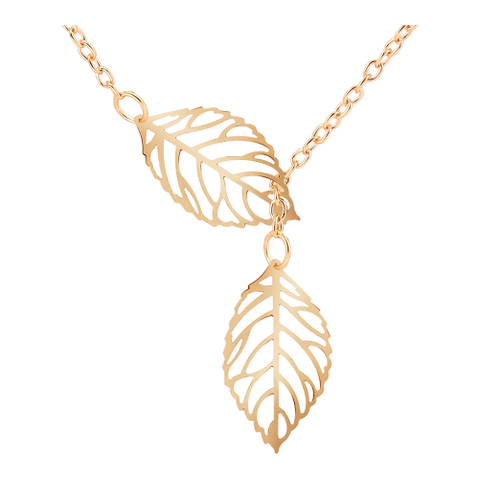 Gold Double Leaf Necklace