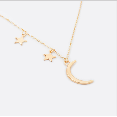 Gold Moon and Stars Necklace