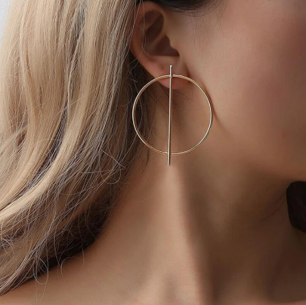 Large Gold Hoop and Bar Earring
