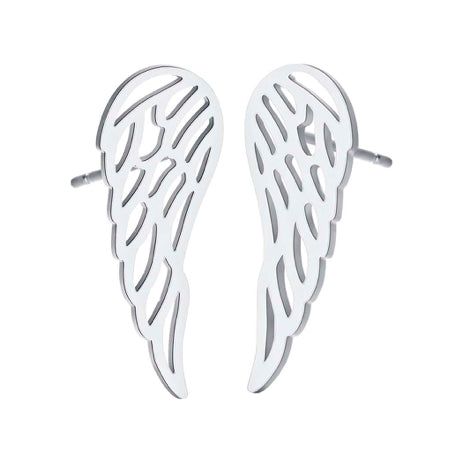 Silver Angel Wing Stud Earrings